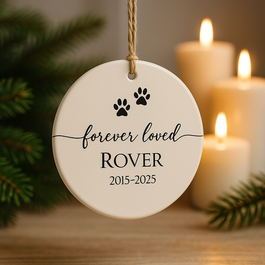 Personalized Pet Memorial Ornament with Paw Prints