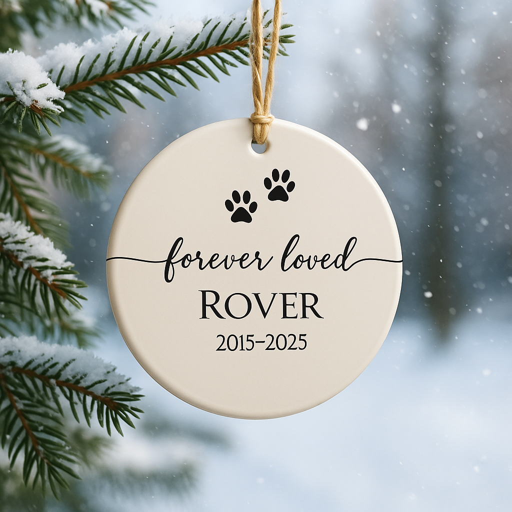 Personalized Pet Memorial Ornament with Paw Prints
