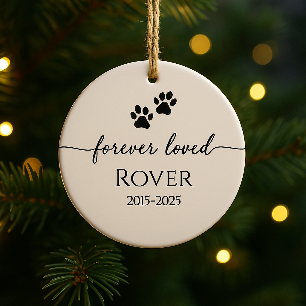 Personalized Pet Memorial Ornament with Paw Prints