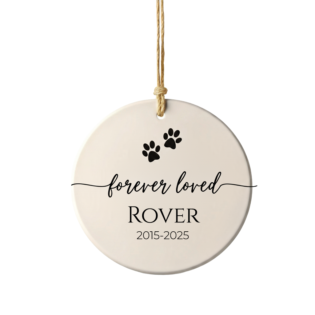 Personalized Pet Memorial Ornament with Paw Prints
